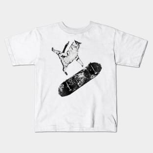 RAD SKATEBOARDING KICK FLIP CAT | SK8CAT Kids T-Shirt